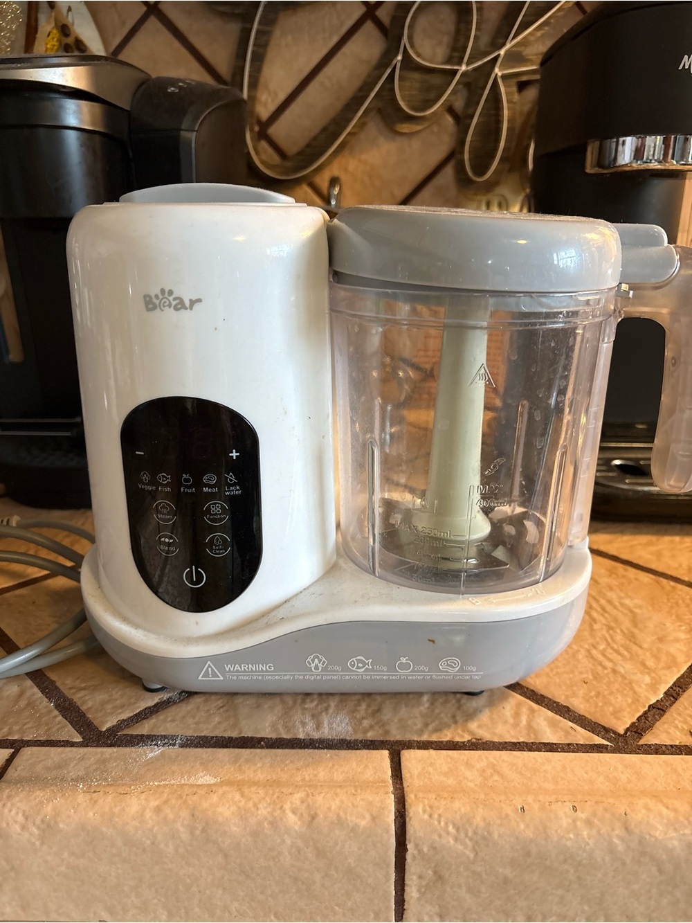 Multi-Function Baby Food Processor in White and Gray